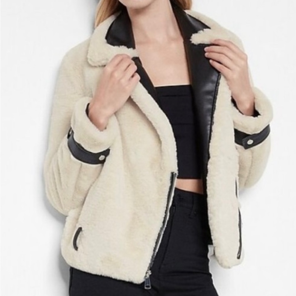 Express Faux Fur Moto Jacket